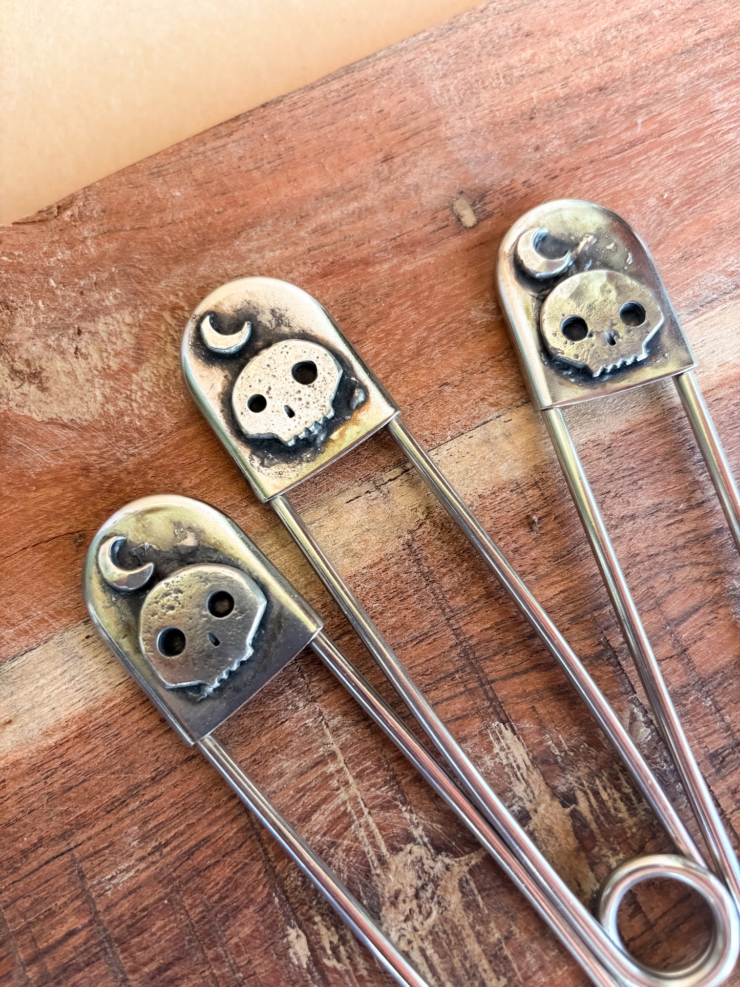 skull moon safety pin