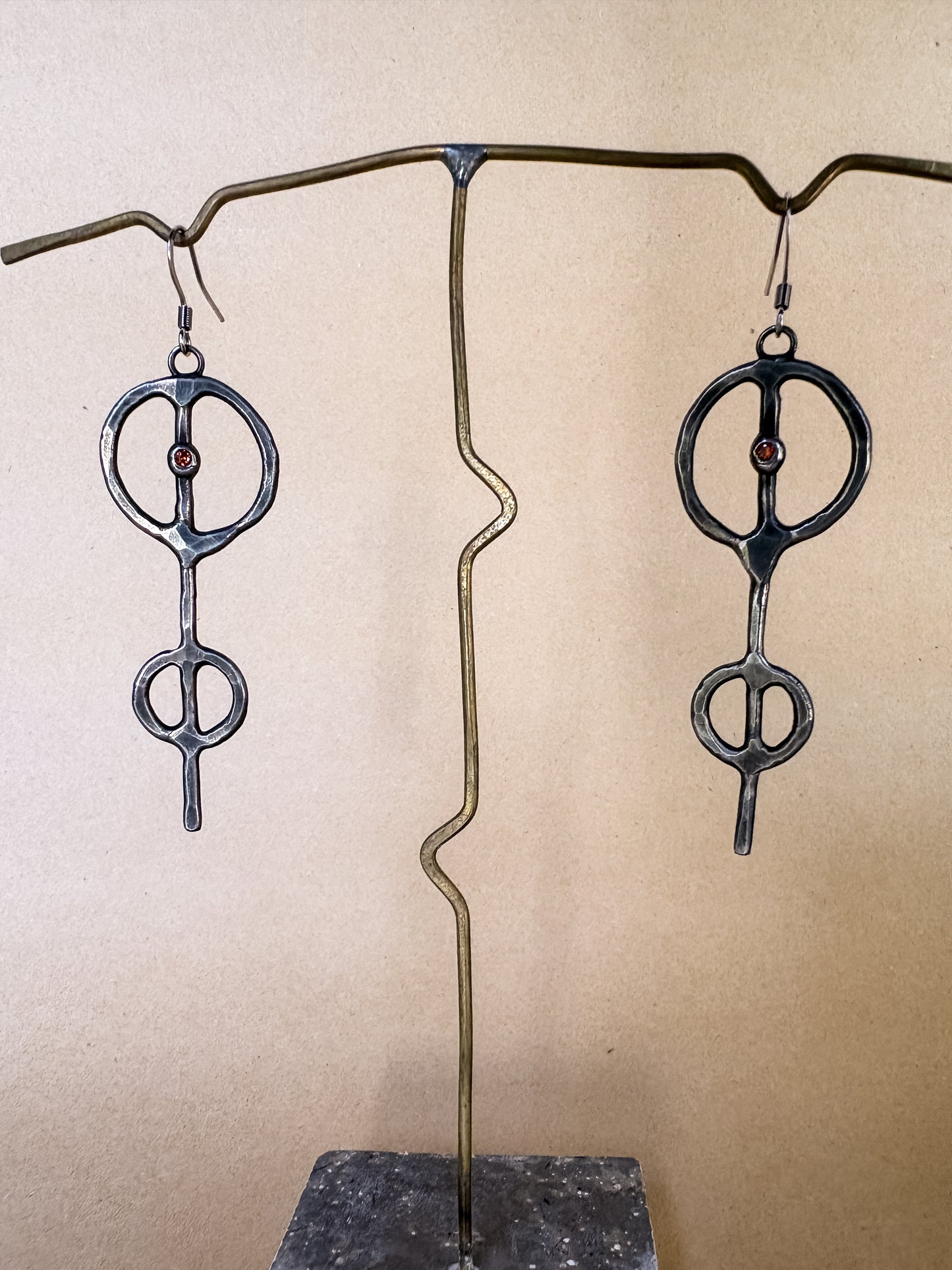 red gem sigil earrings