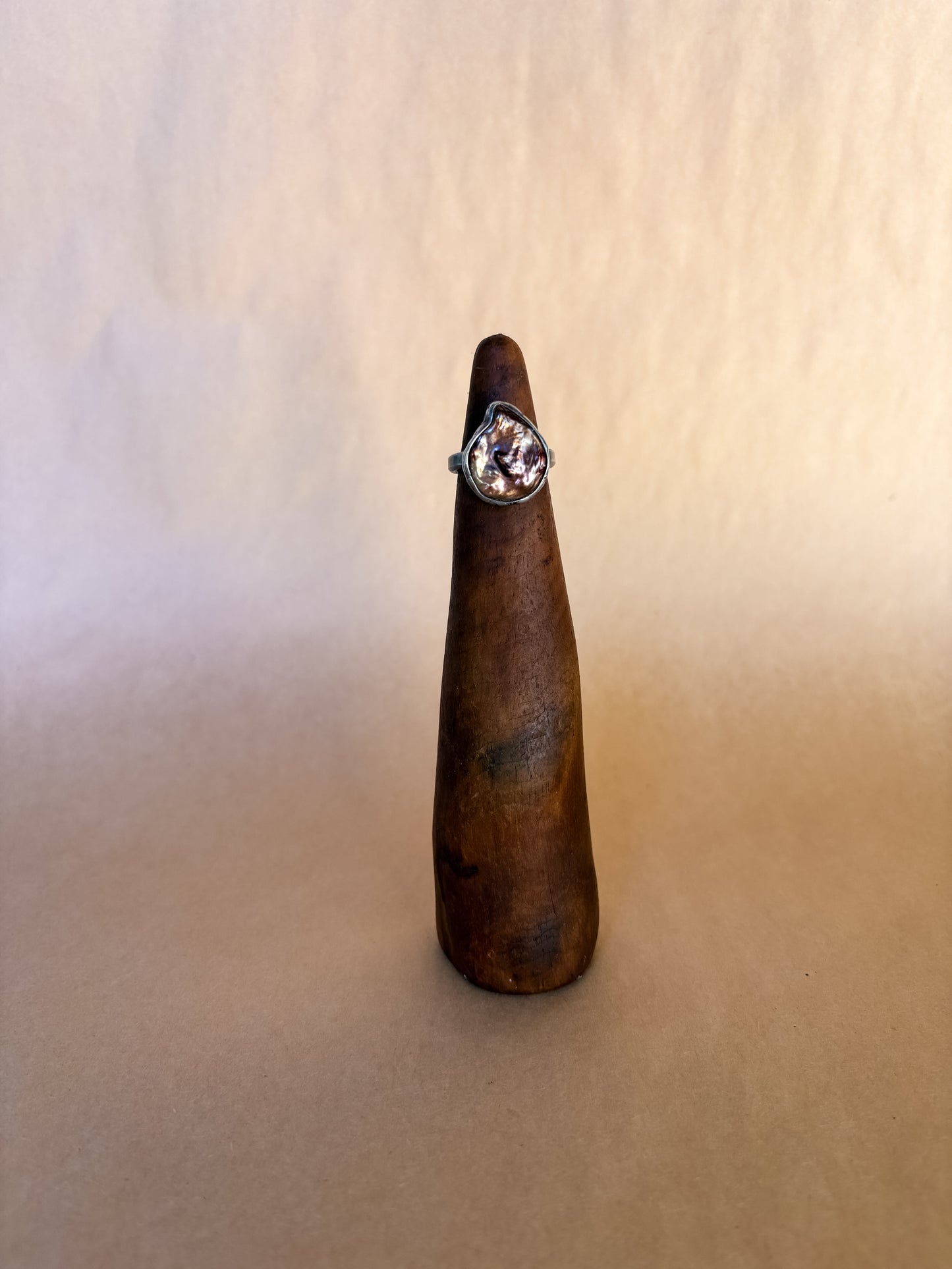 bronze teardrop pearl ring