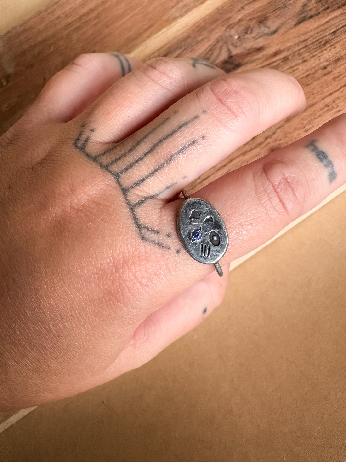 lavender eye patchwork ring