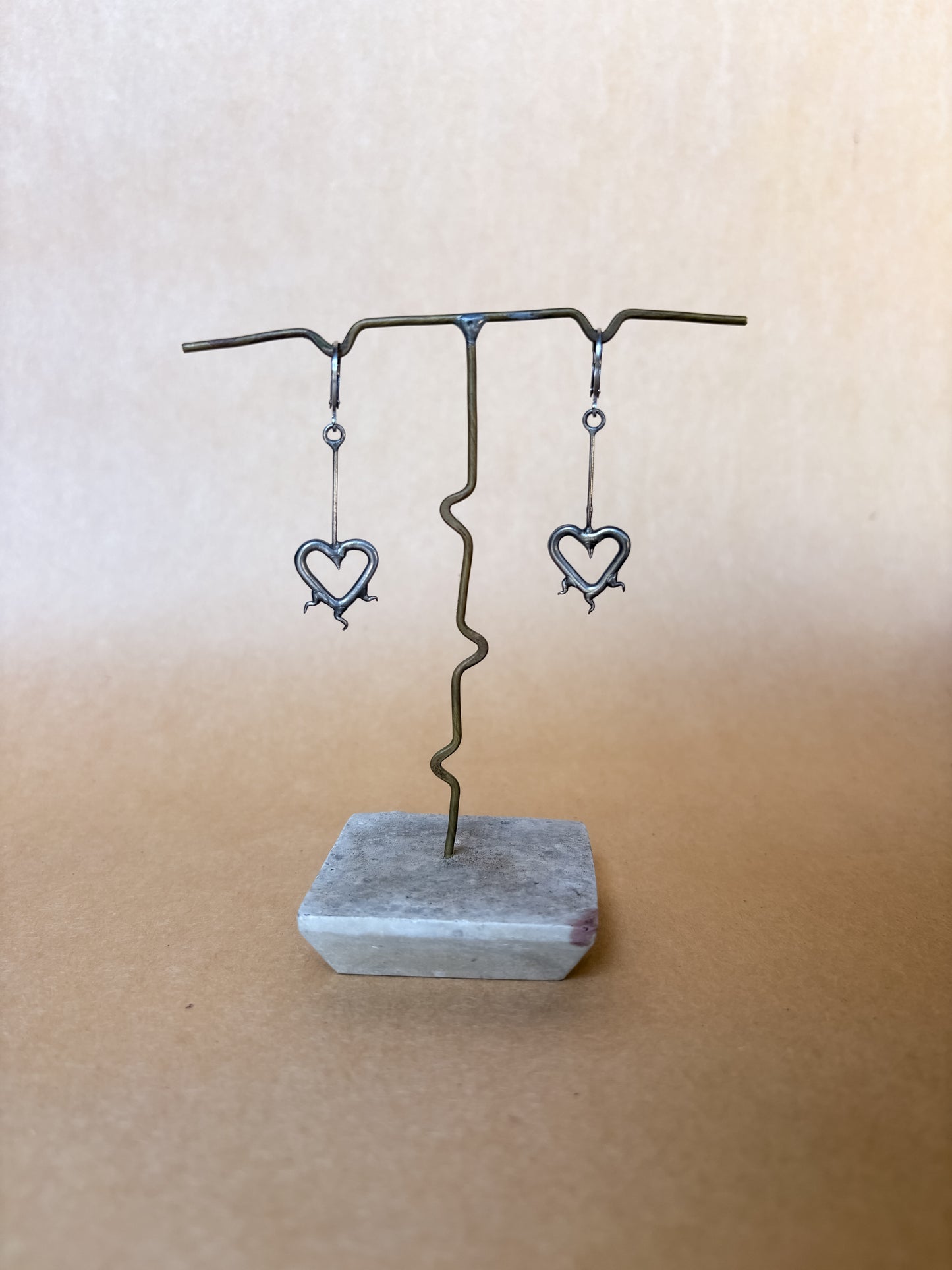 squiggle spike heart earrings