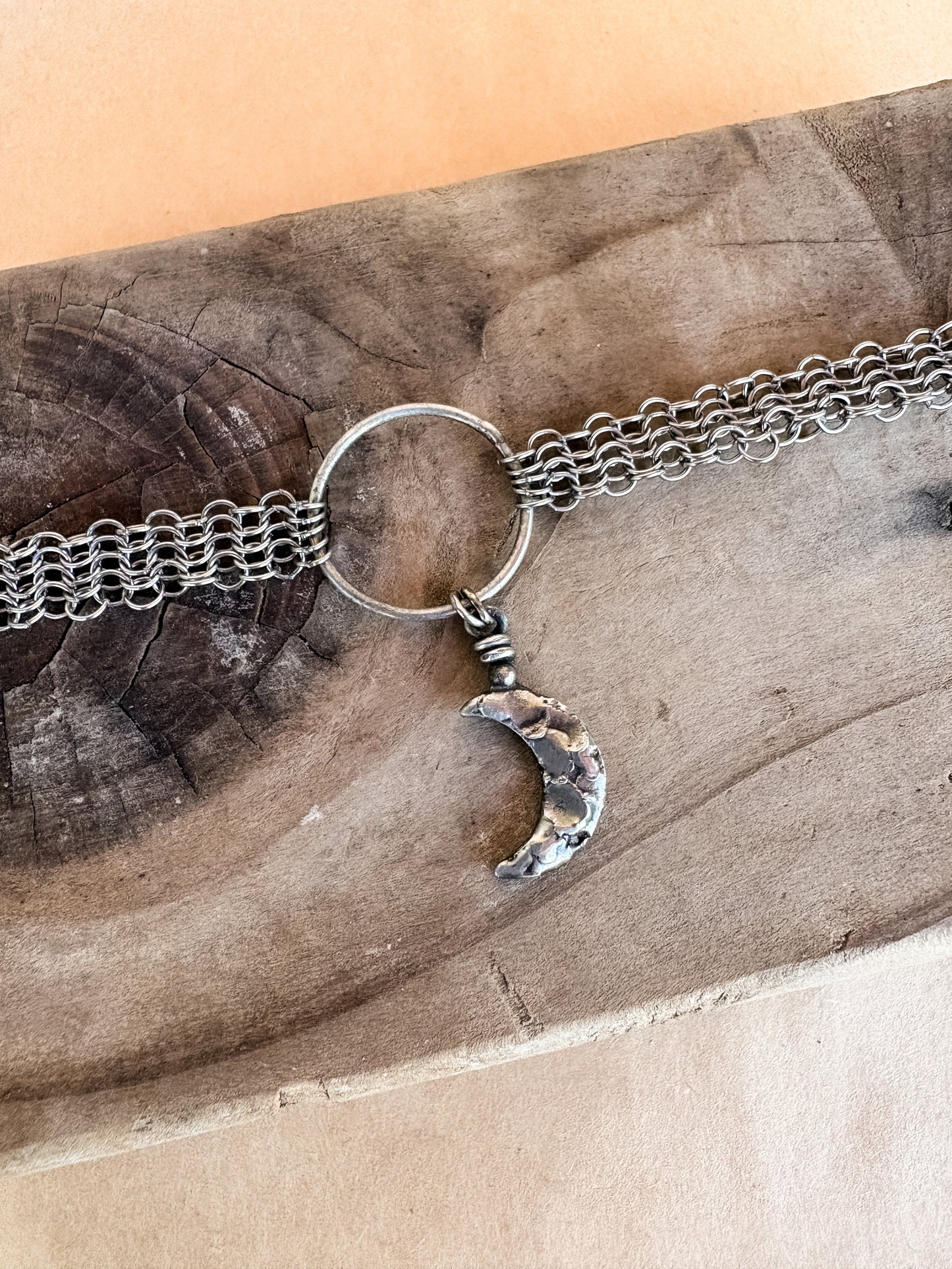 hanging crescent moon choker