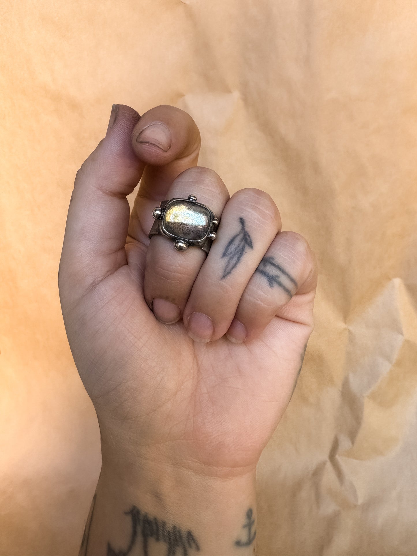 frosted bauble wide band ring