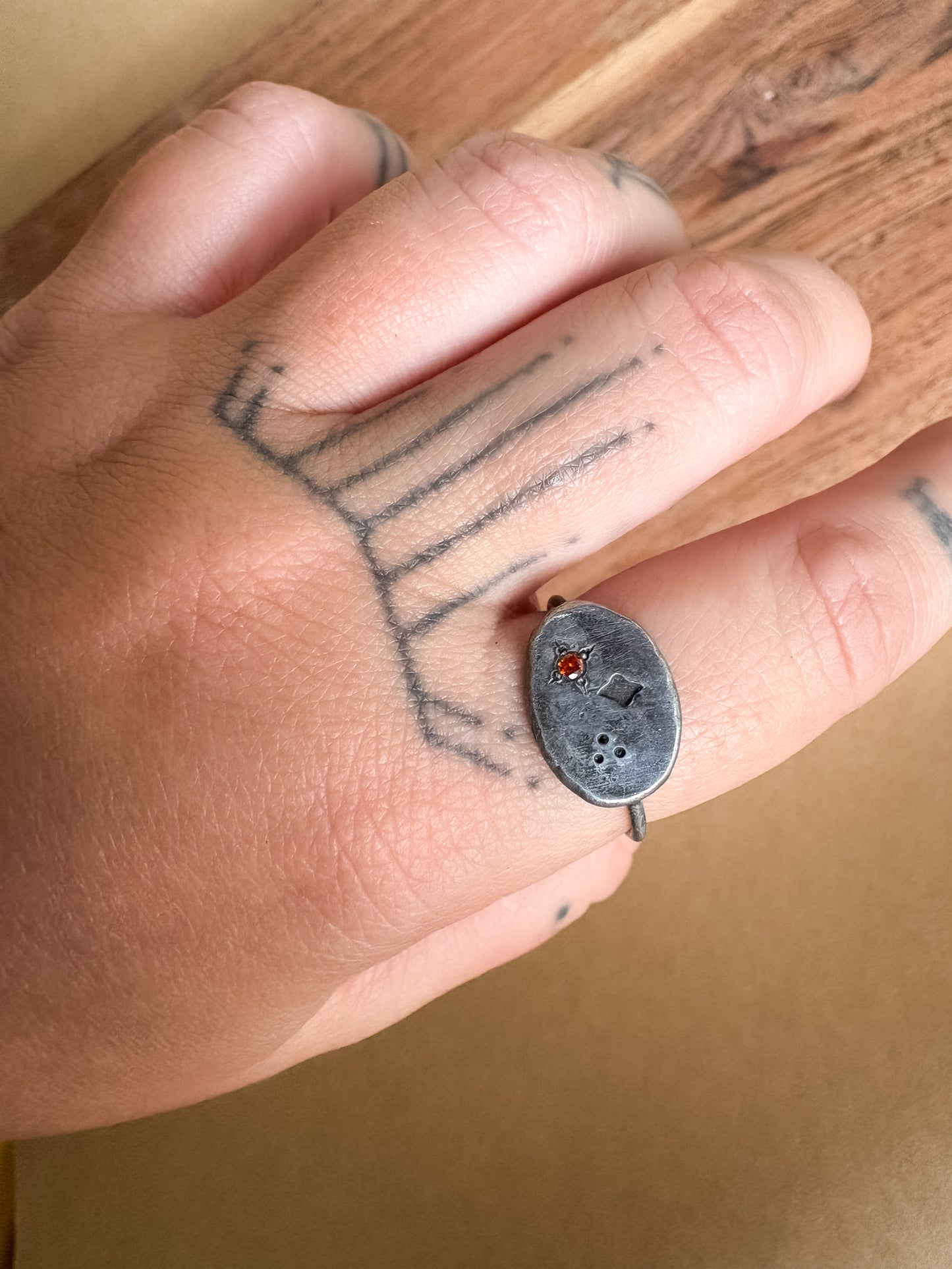 fire diamond patchwork ring