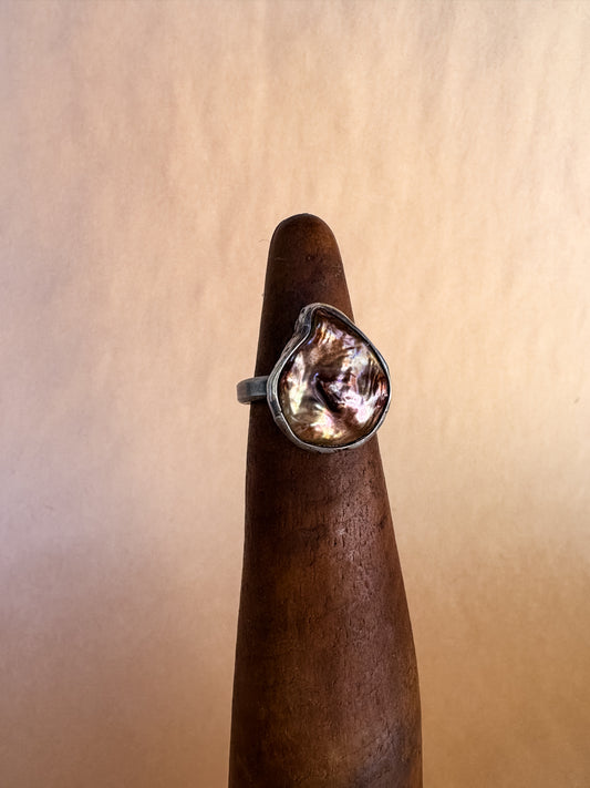 bronze teardrop pearl ring