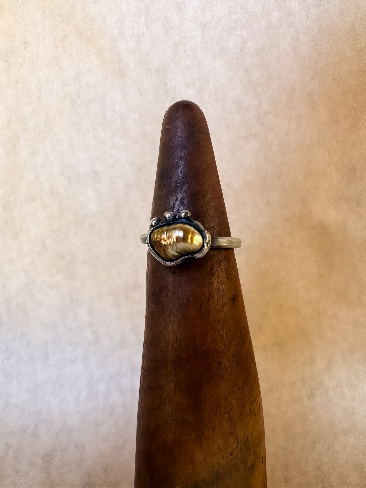 bronze pearl bauble ring