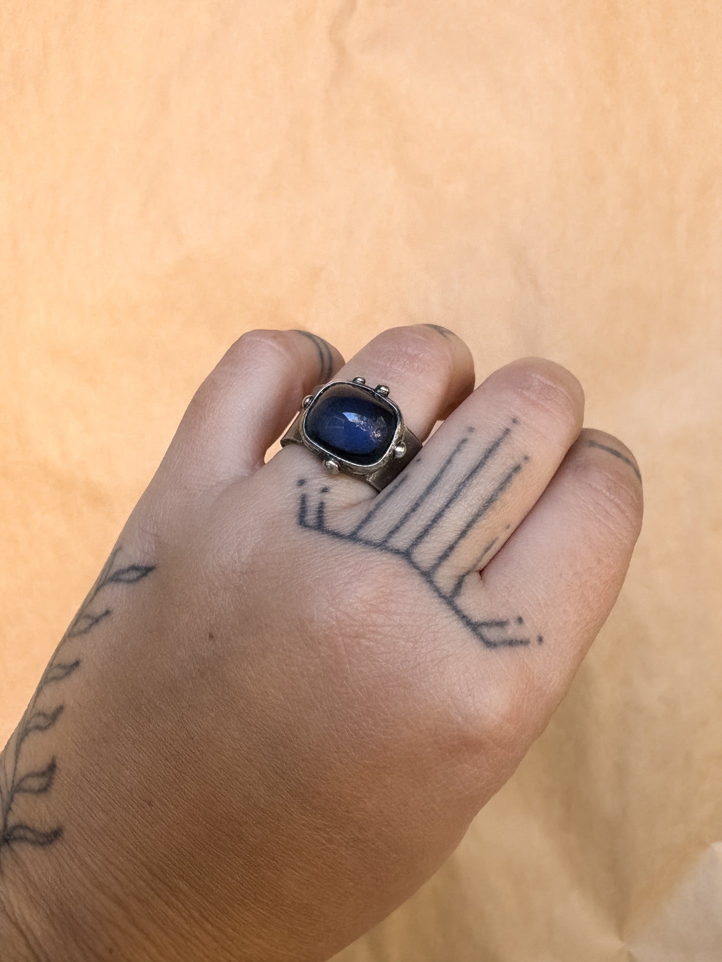 bauble blue wide band ring