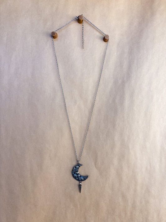 crescent moon spike necklace