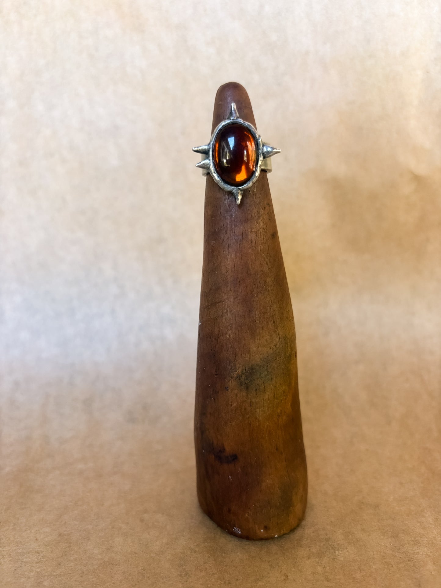spiked amber ring