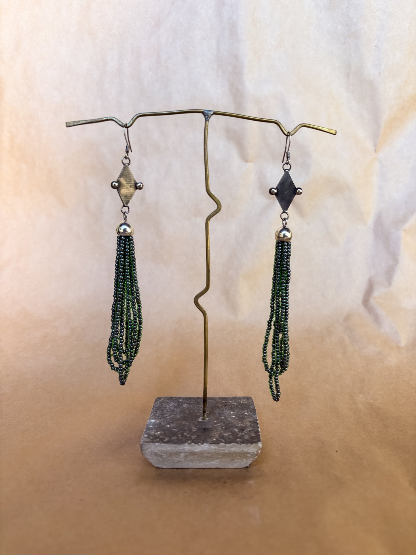 emerald harlequin earrings
