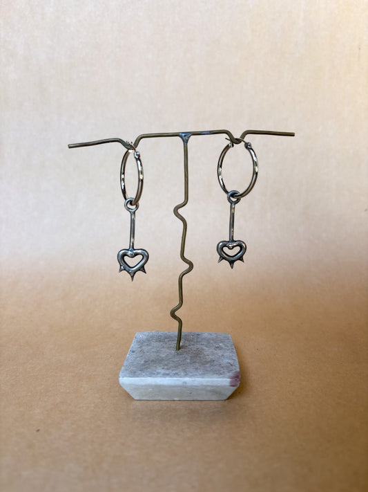 spiked heart hoop earrings