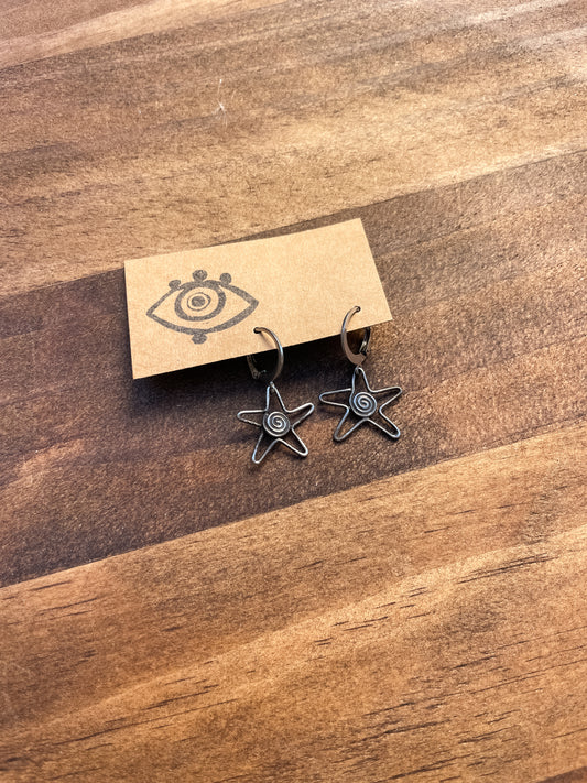 small star swirl earrings