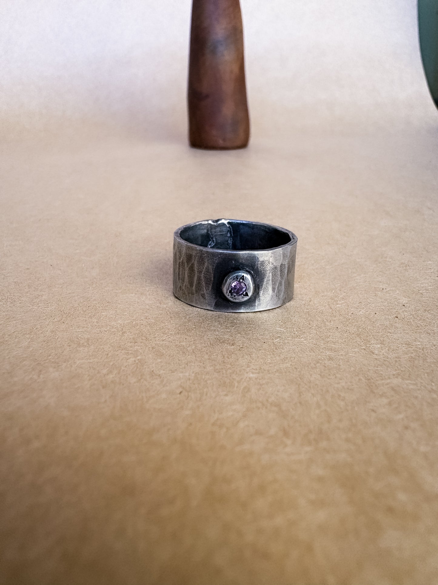 rose gem wide band ring