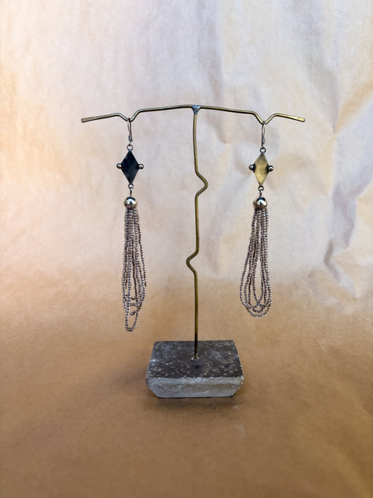 champagne harlequin earrings