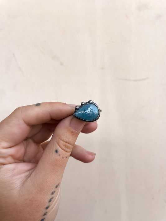 opal blue teardrop ring