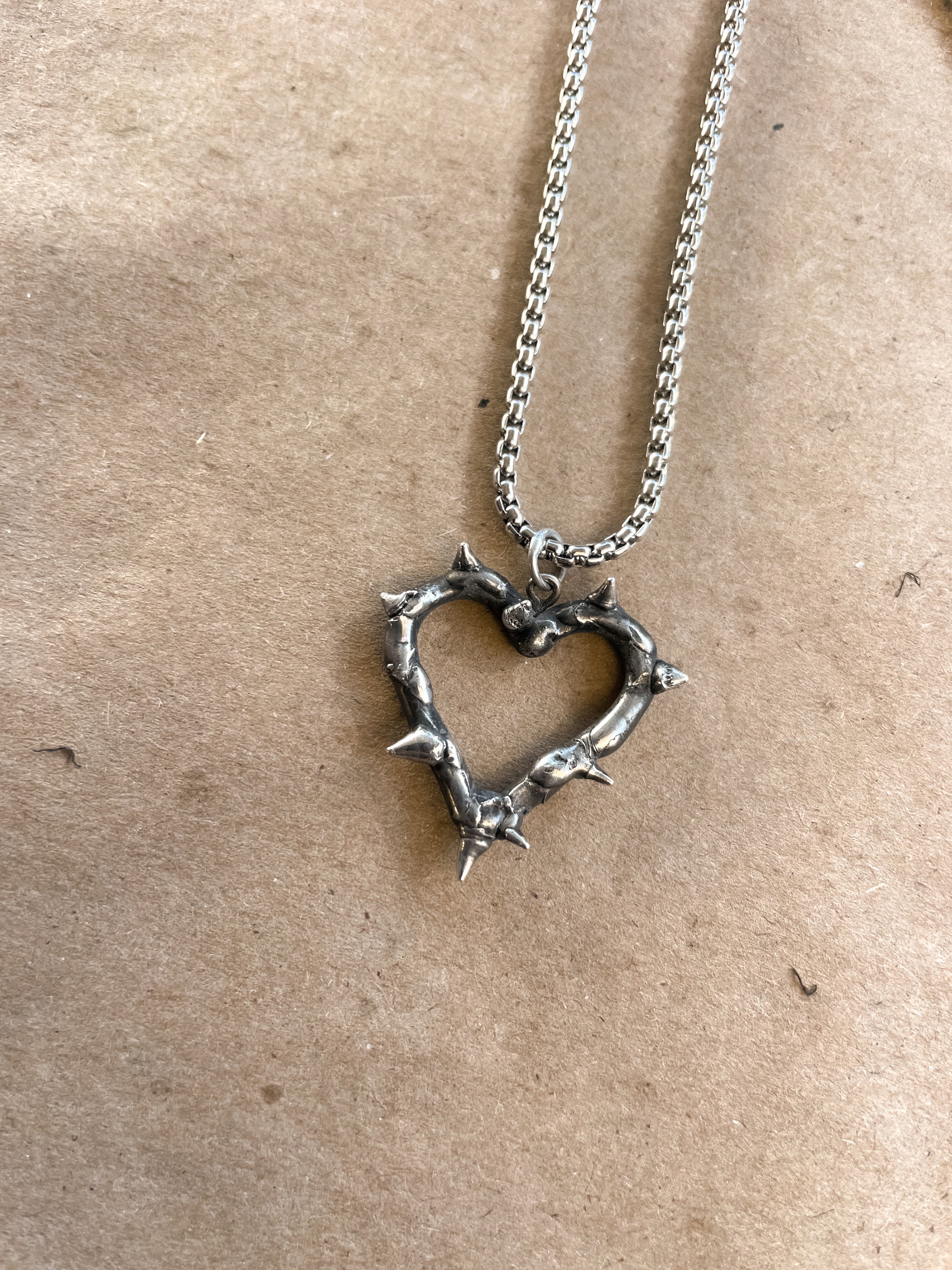 Thorn Heart Charm Silver Heart Thorn Charms Thorn Heart Pendant Thorn Pendant Bramble Heart DIY Jewelry Making 24mm x 25mm