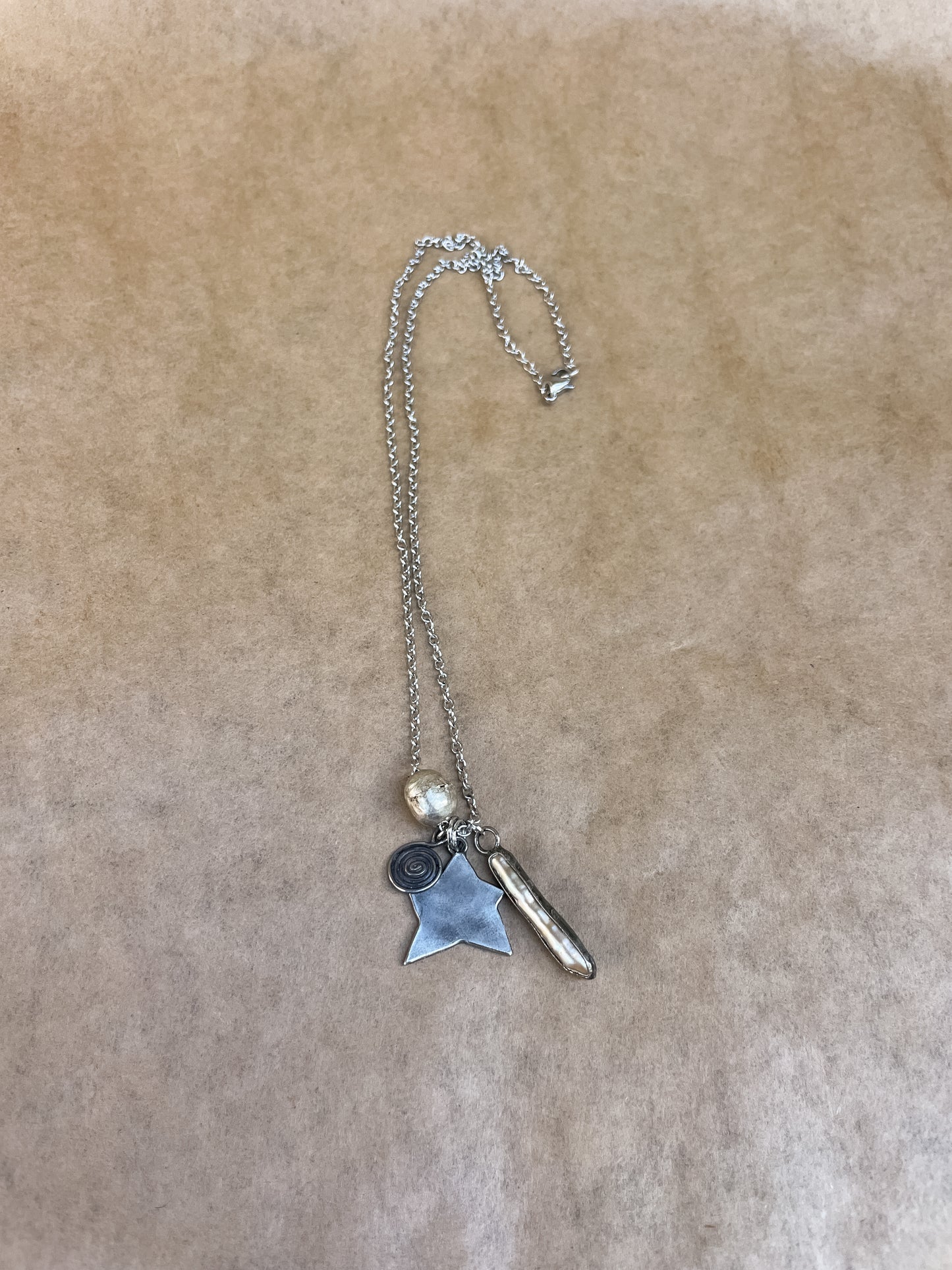 pearl & star charm necklace