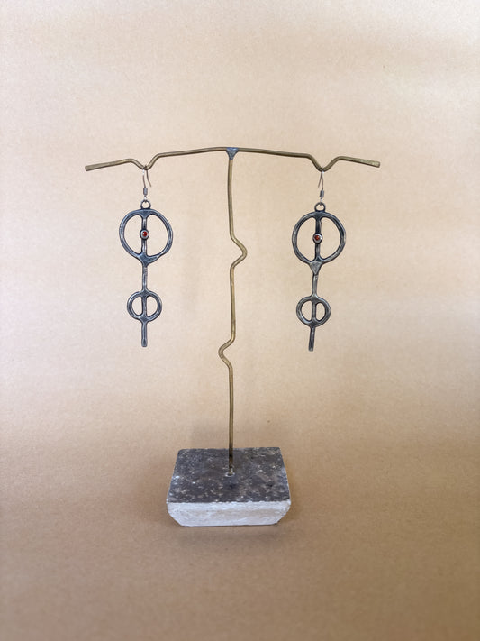 red gem sigil earrings