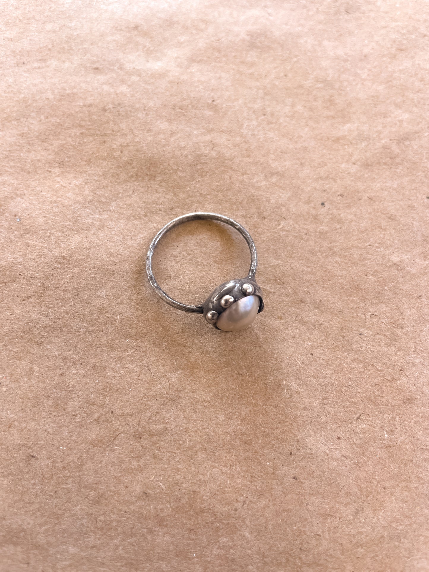 silver pearl ring