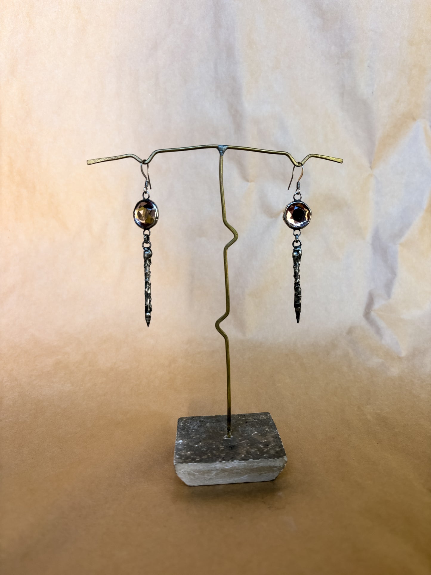 diamond rose spike earrings