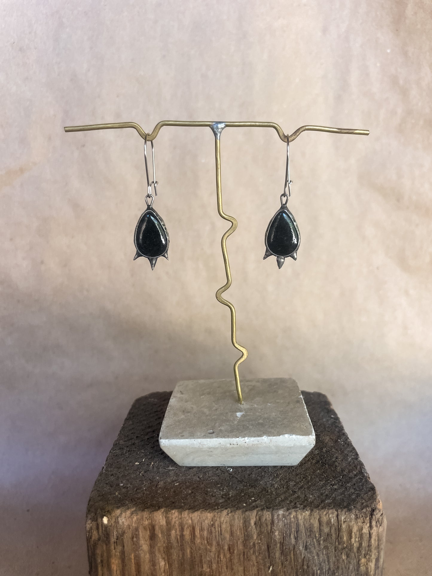 black teardrop earrings