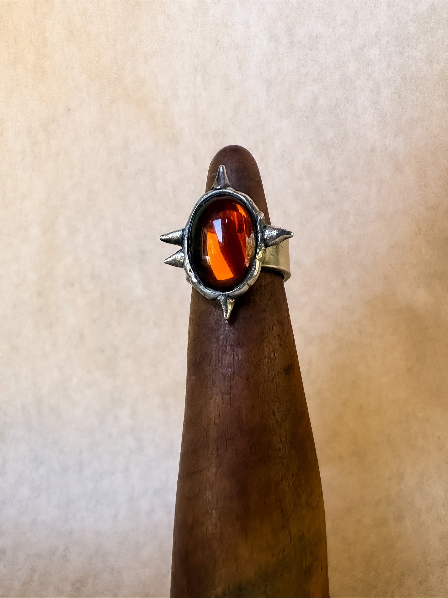 spiked amber ring