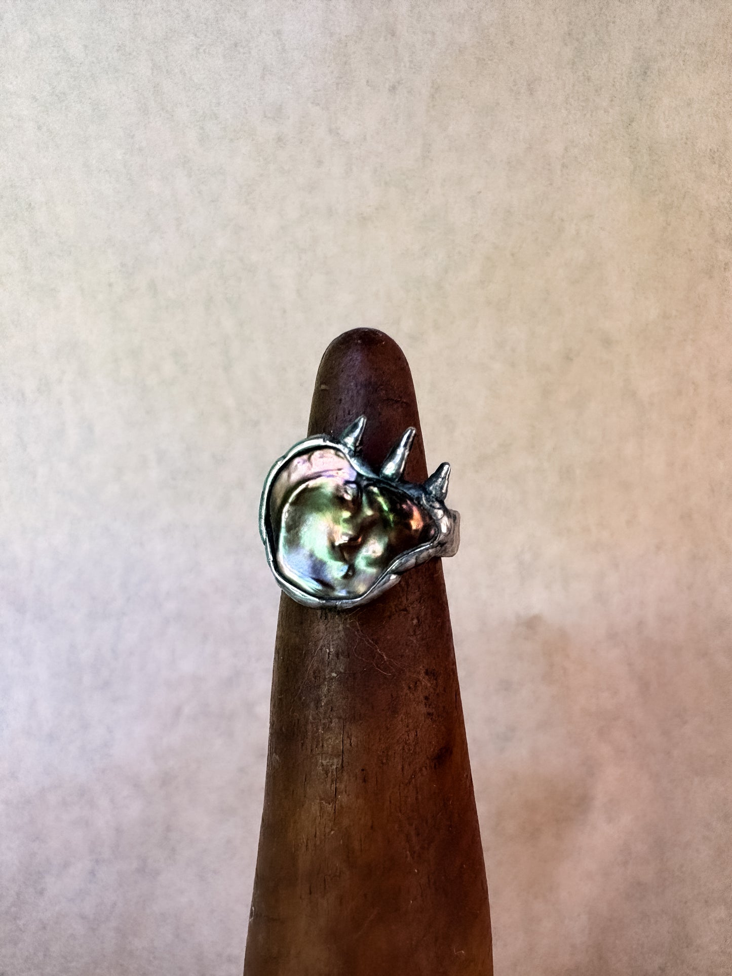 spiked bronze pearl ring
