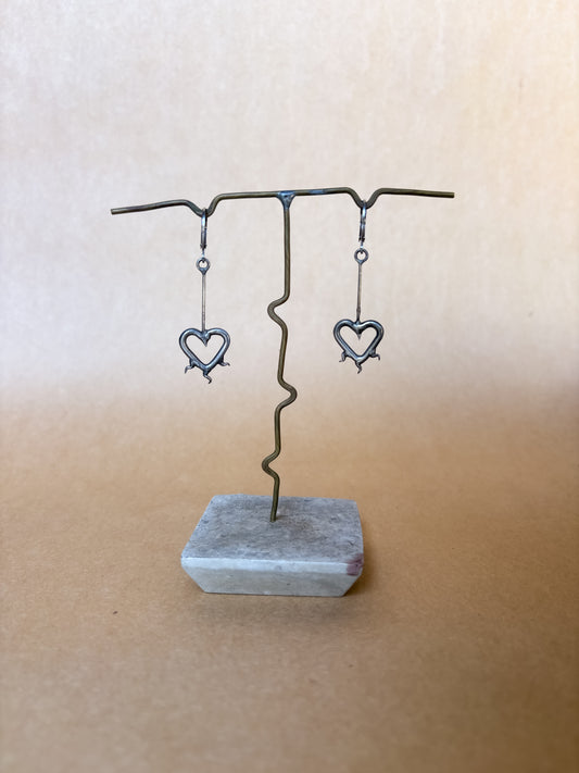 squiggle spike heart earrings
