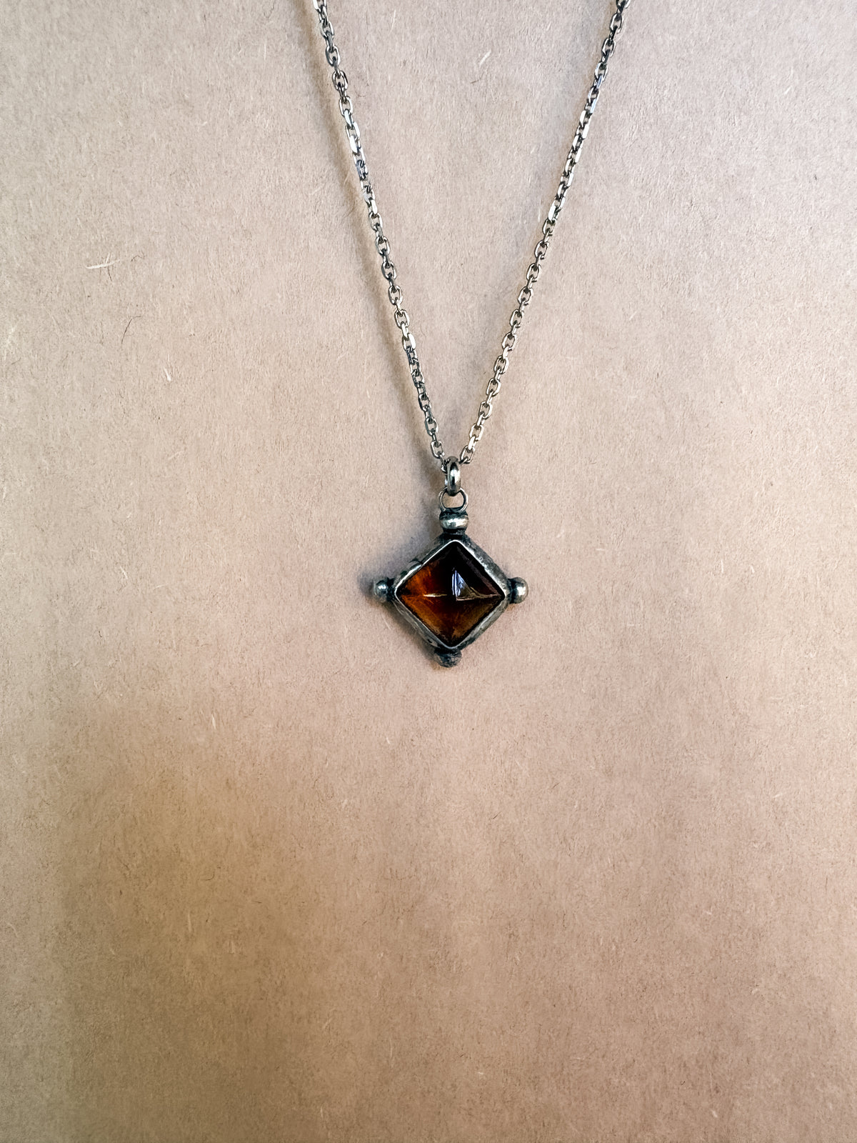 amber pyramid necklace