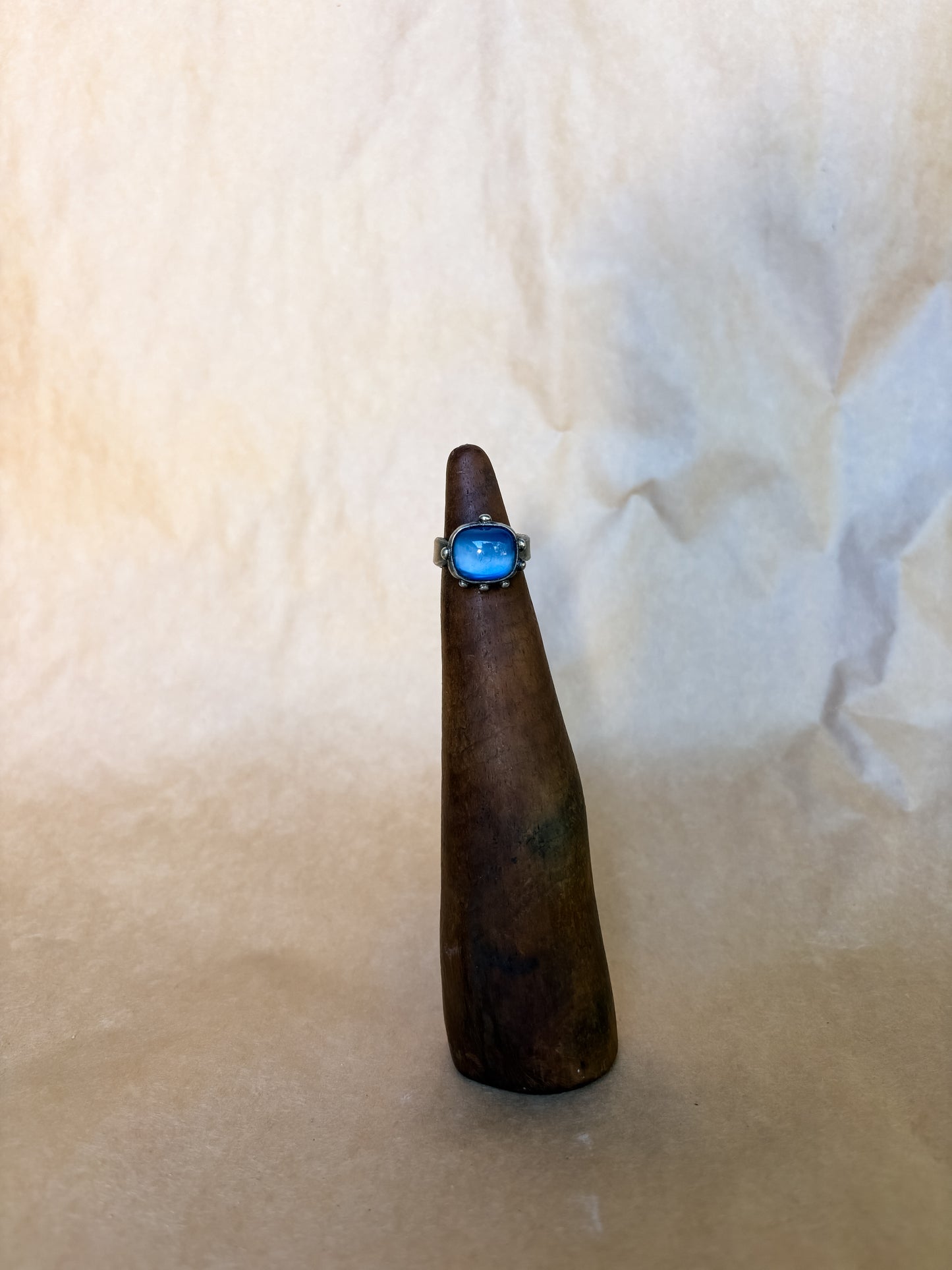 frosty blue bauble ring