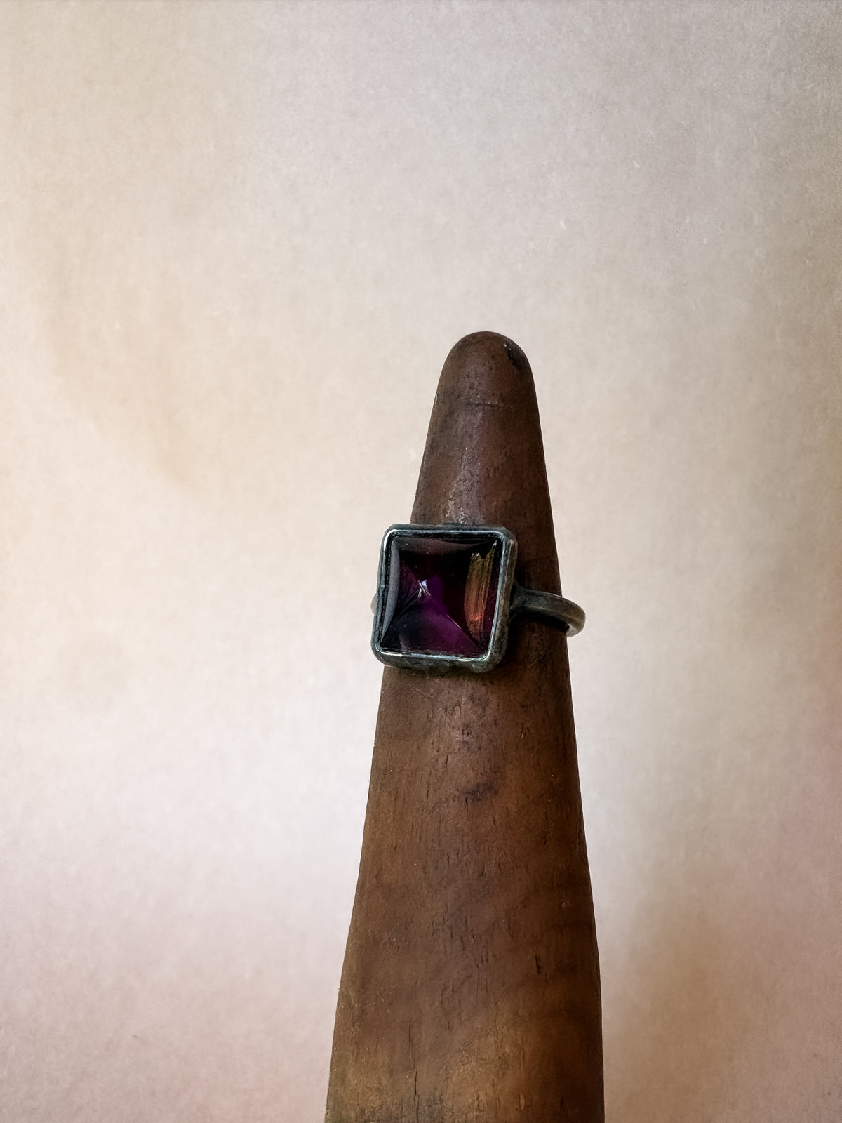violet pyramid ring