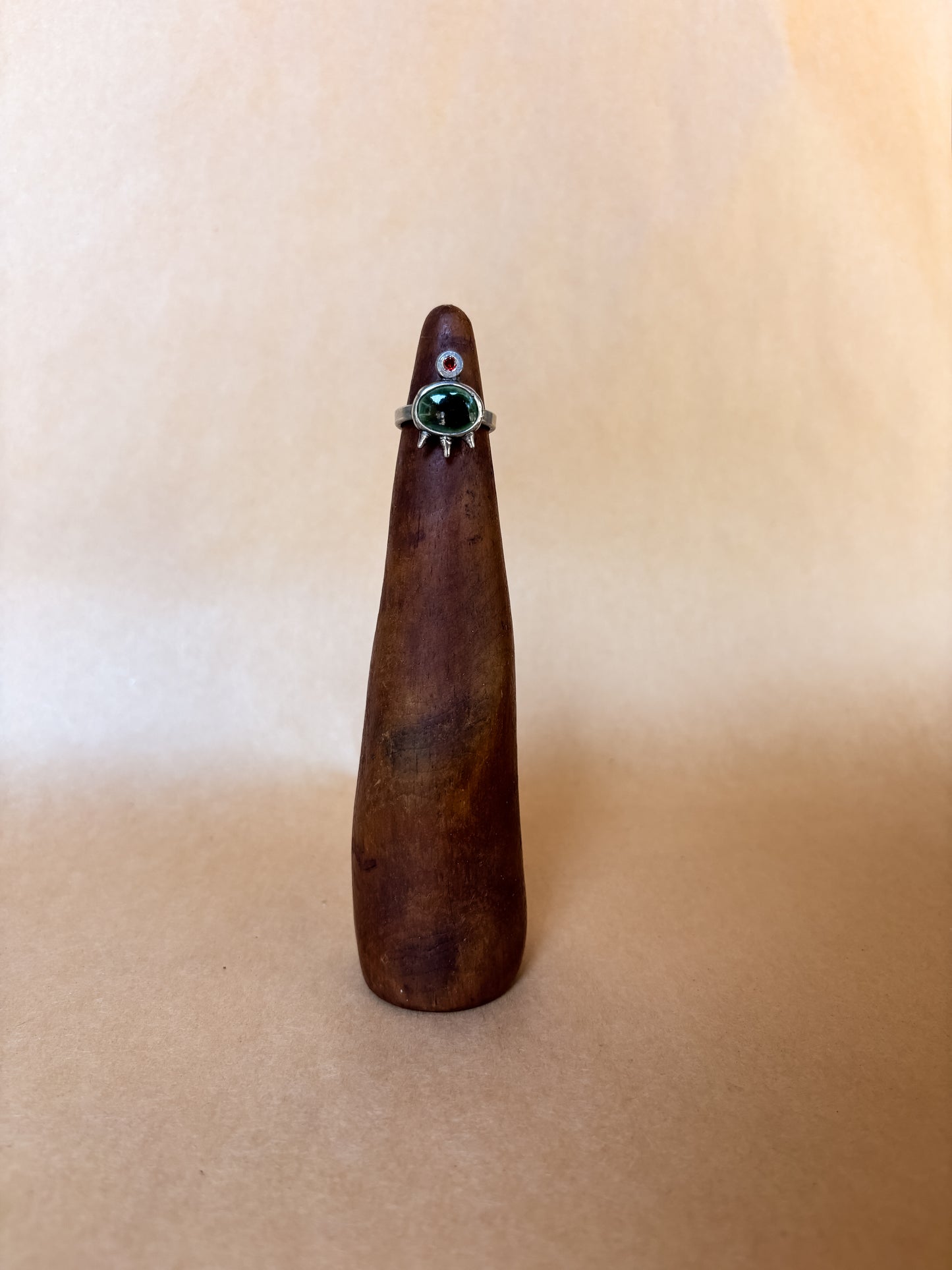 thorny crimson & green ring