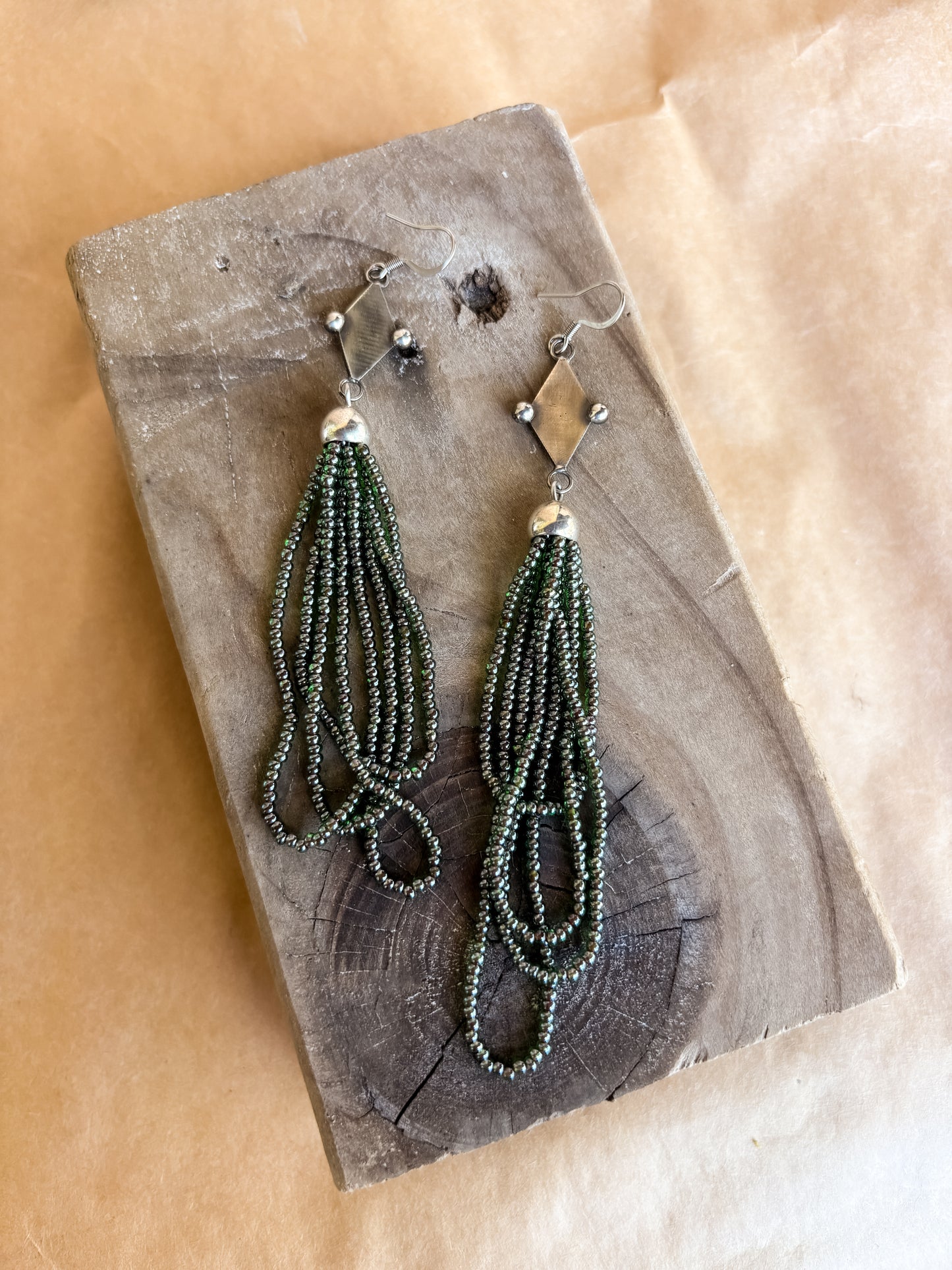 emerald harlequin earrings