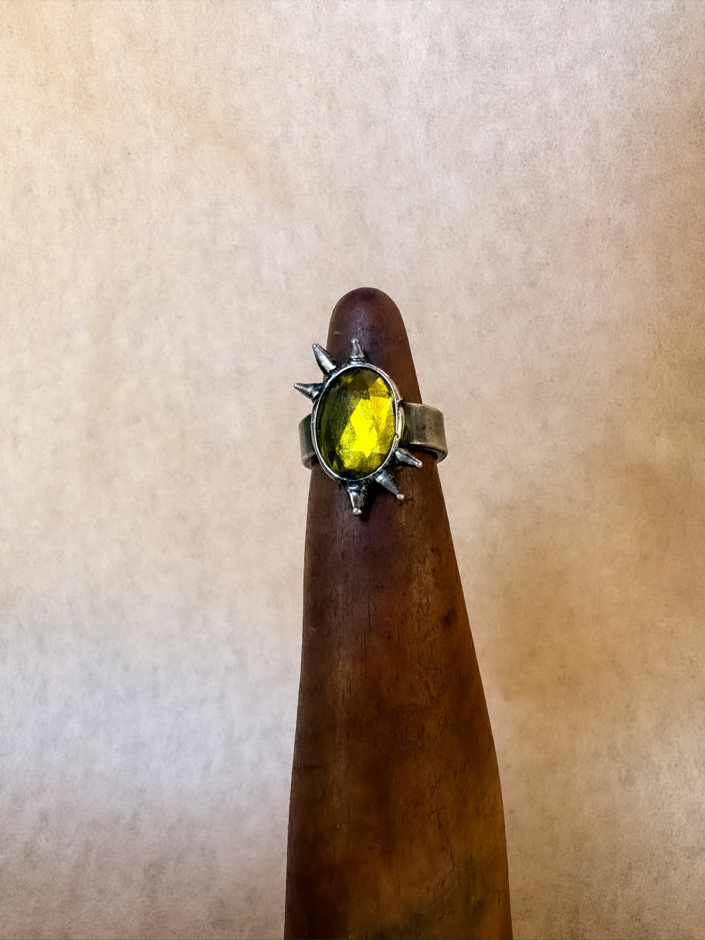 spiked chartreuse ring