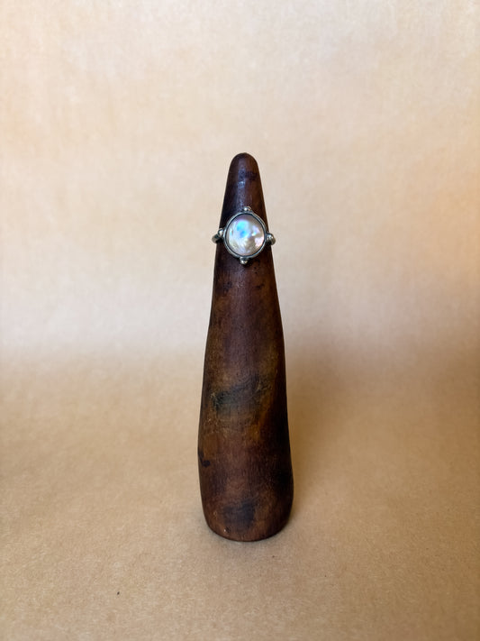 champagne cross pearl ring