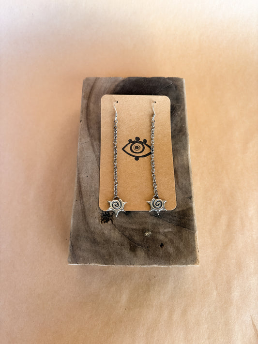 spike swirl long earrings