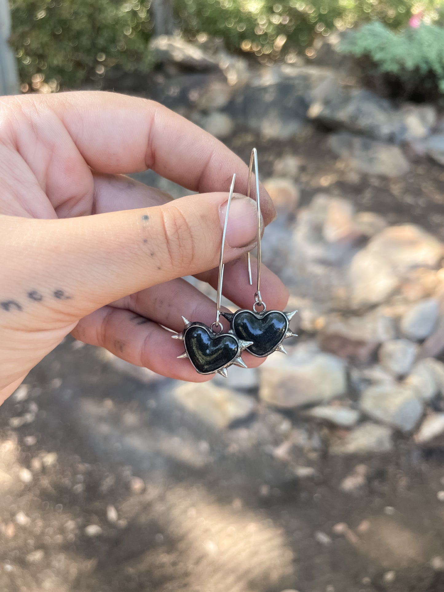 black heart earrings