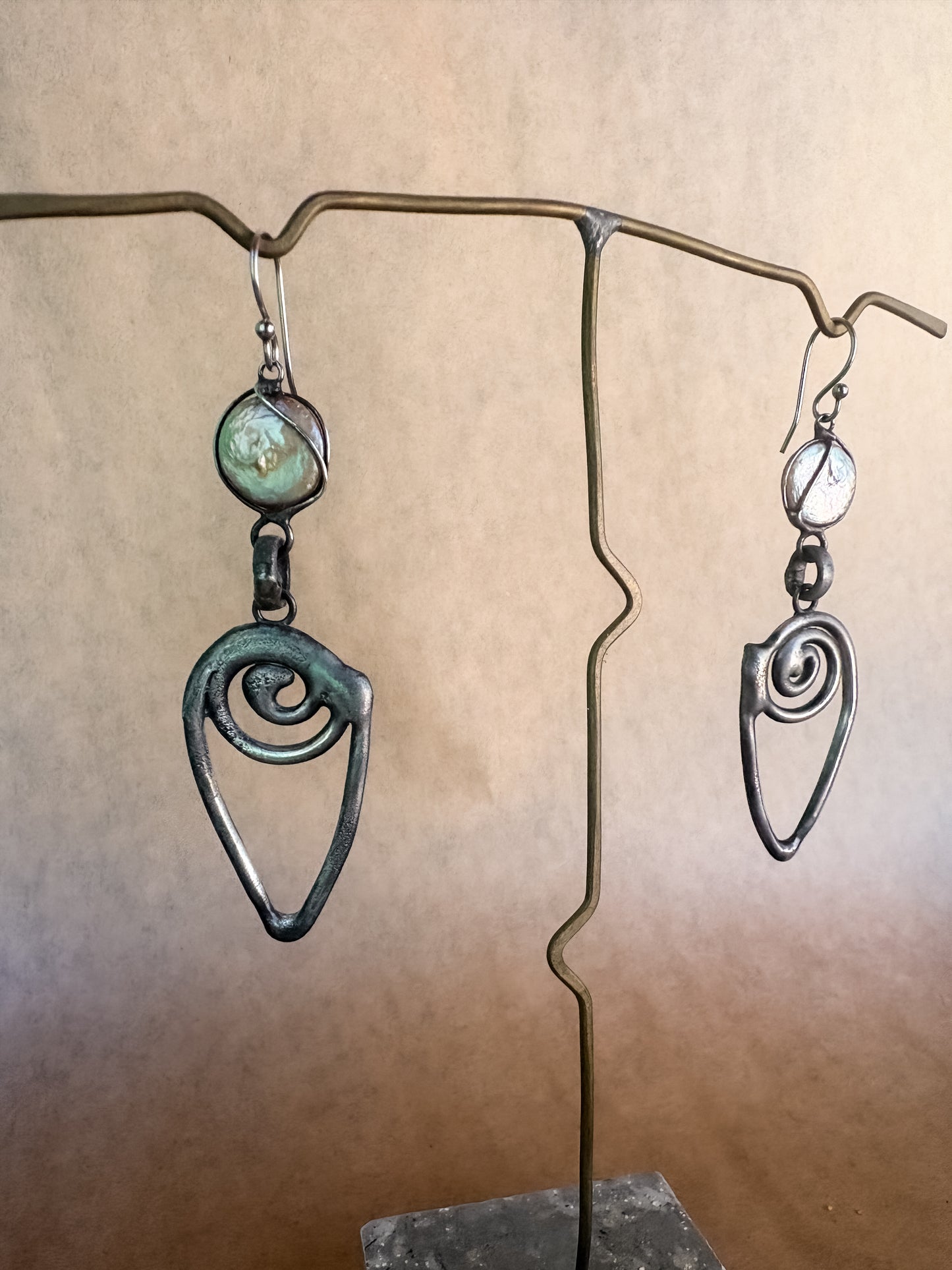 pearl conch earrings