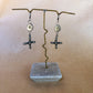 olive cross earrings