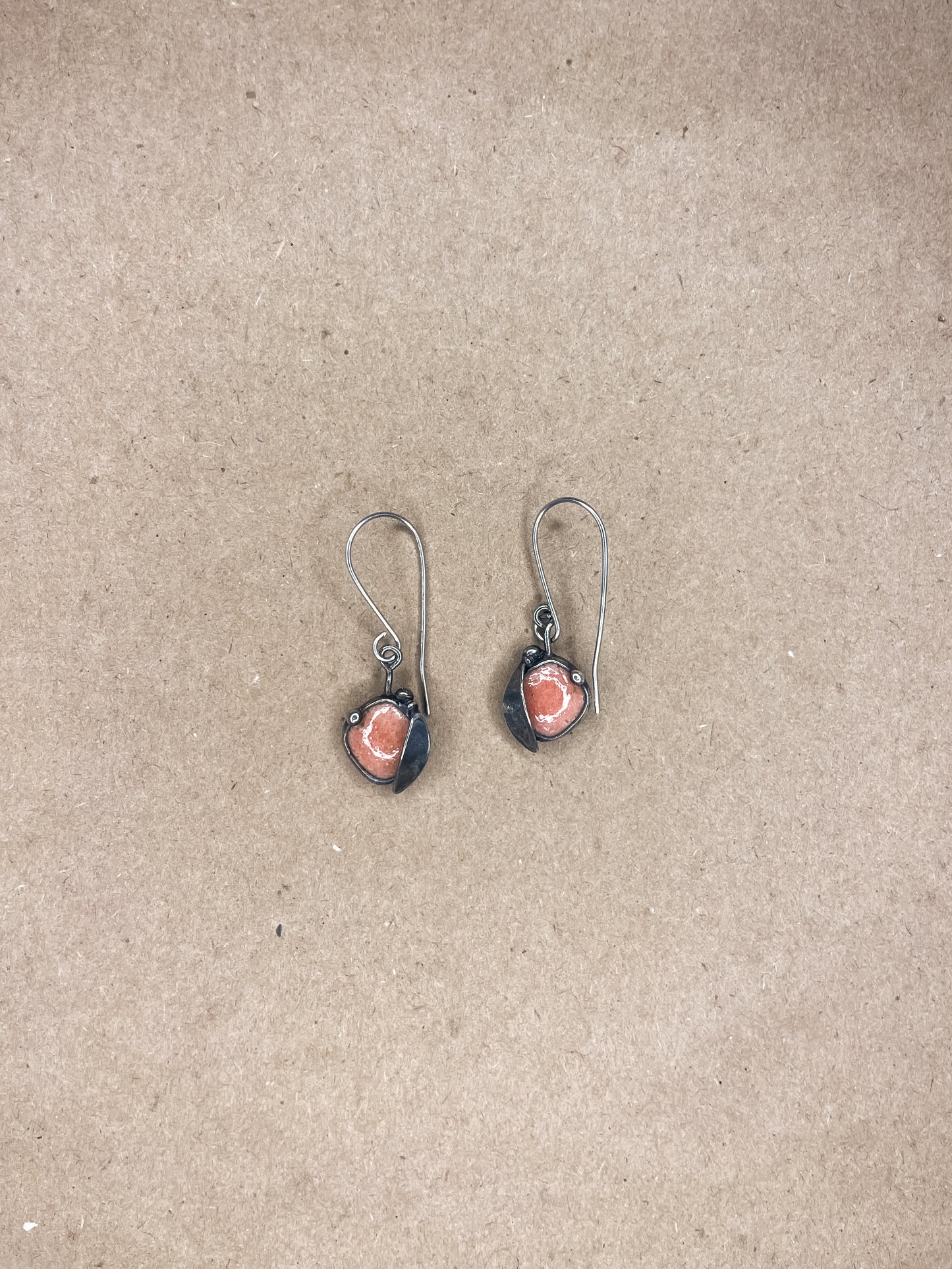 peachy leaf earrings