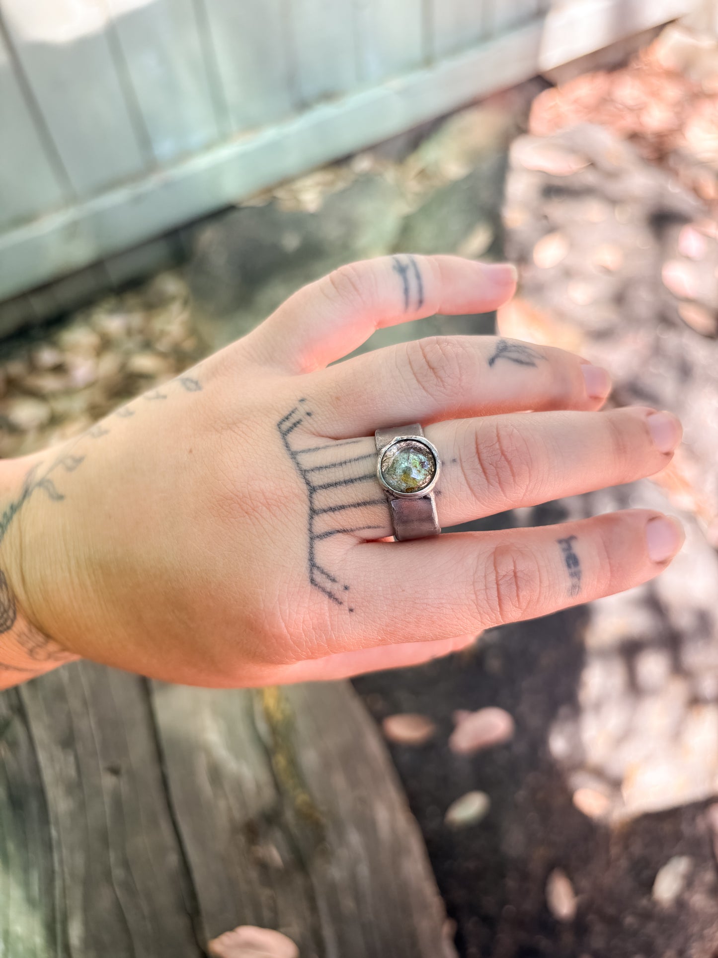 speckly circle wide band ring
