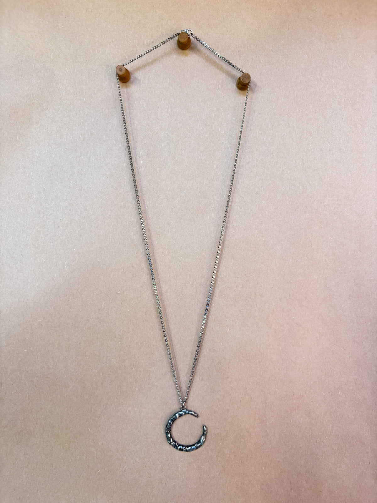 textured crescent moon necklace