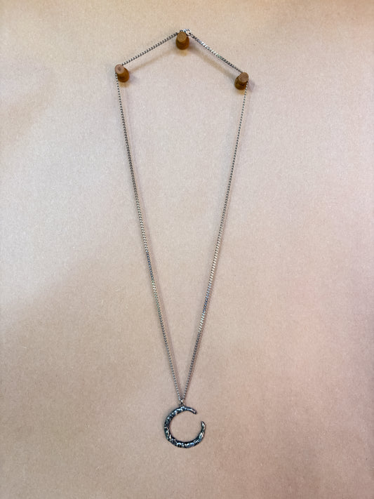 textured crescent moon necklace