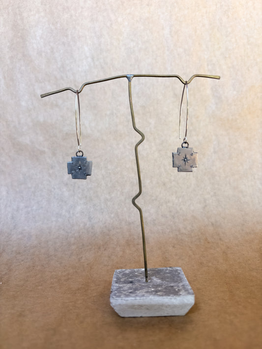 carved cross drop earrings