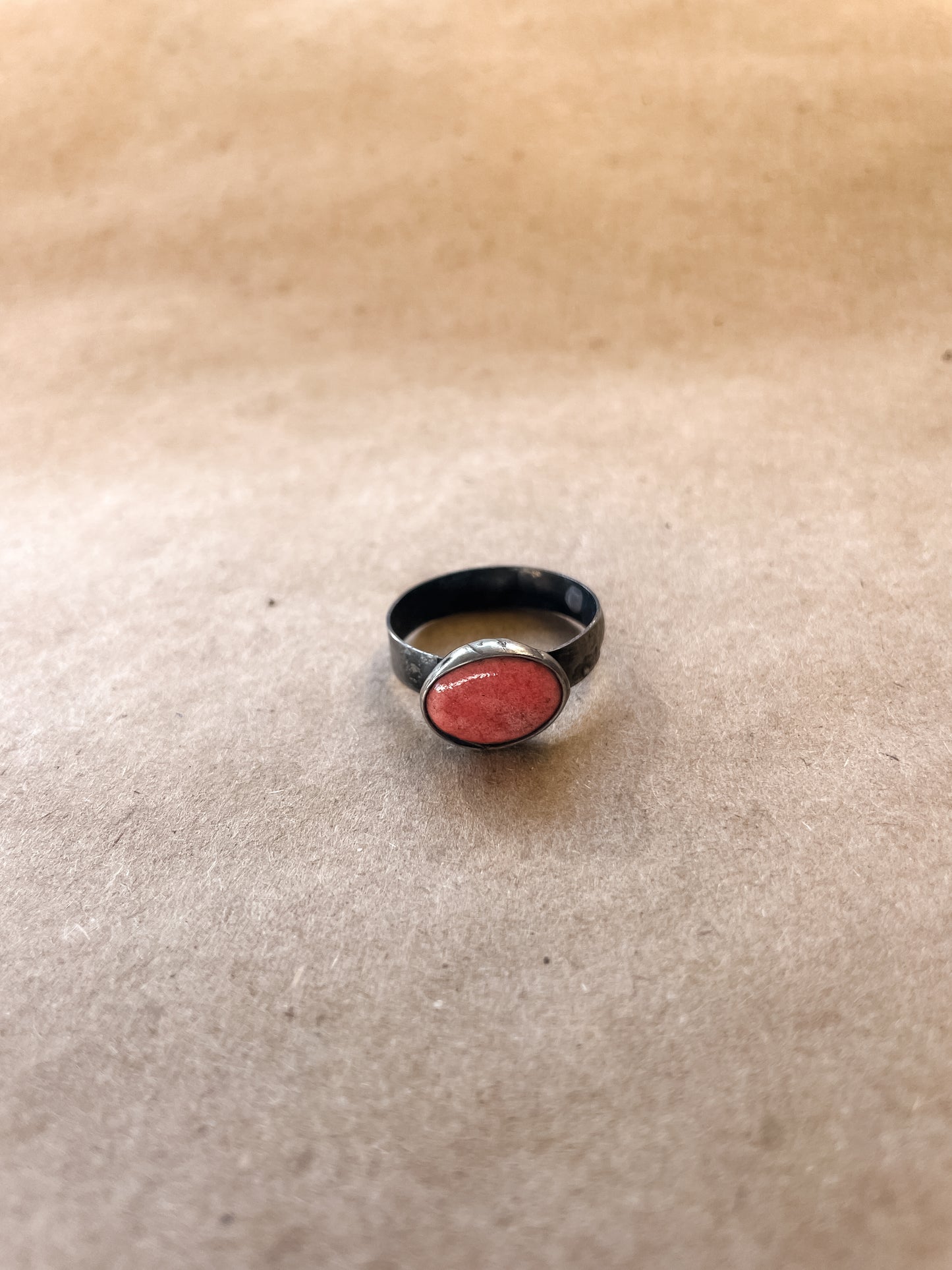 coral oval ring