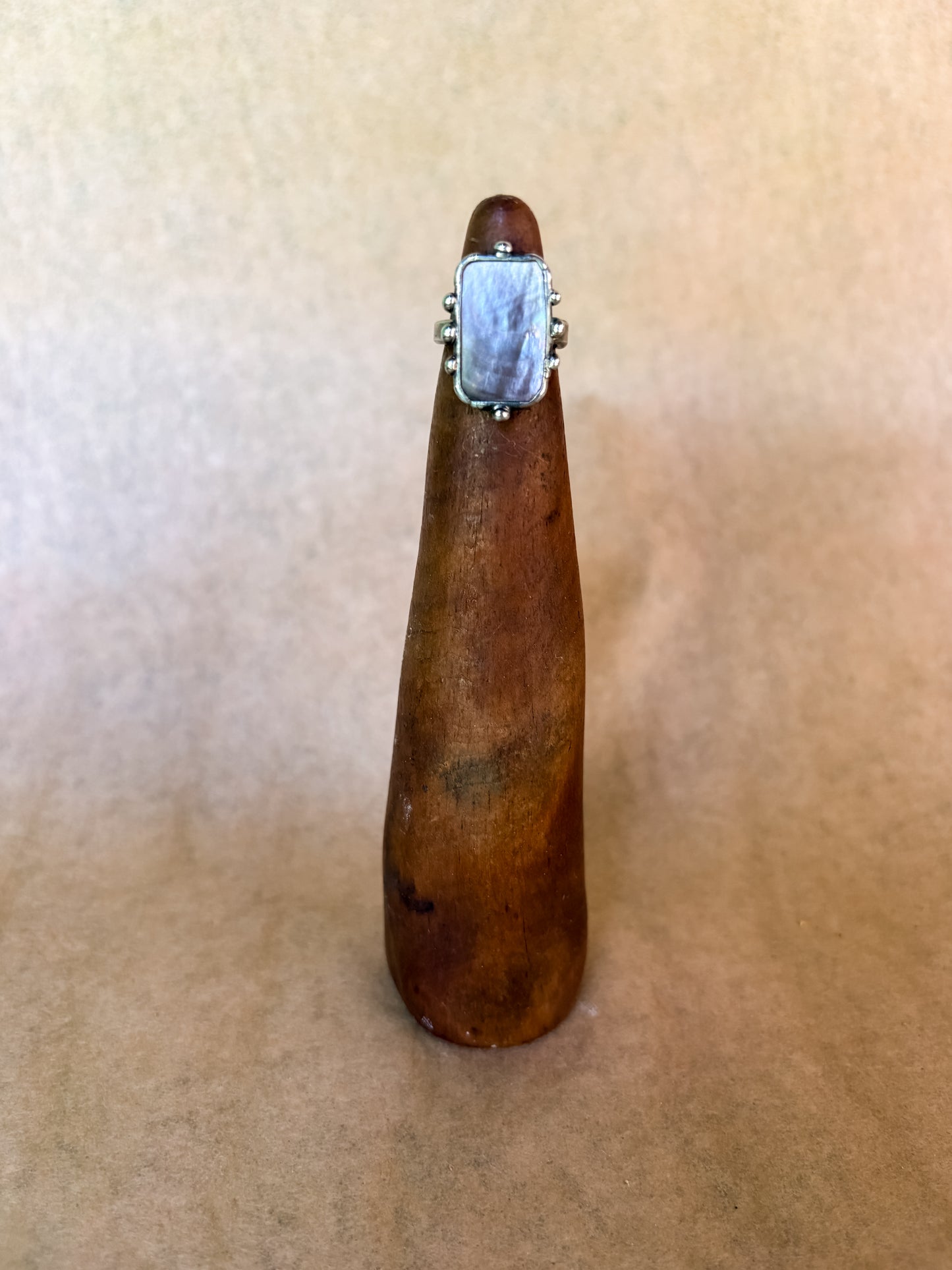 black mother of pearl bauble ring