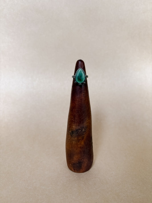 green teardrop ring