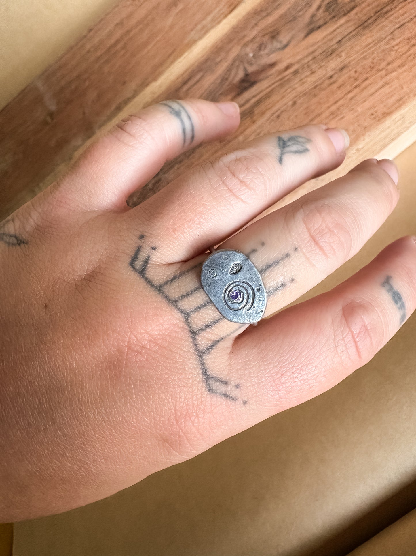 lilac swirl patchwork ring
