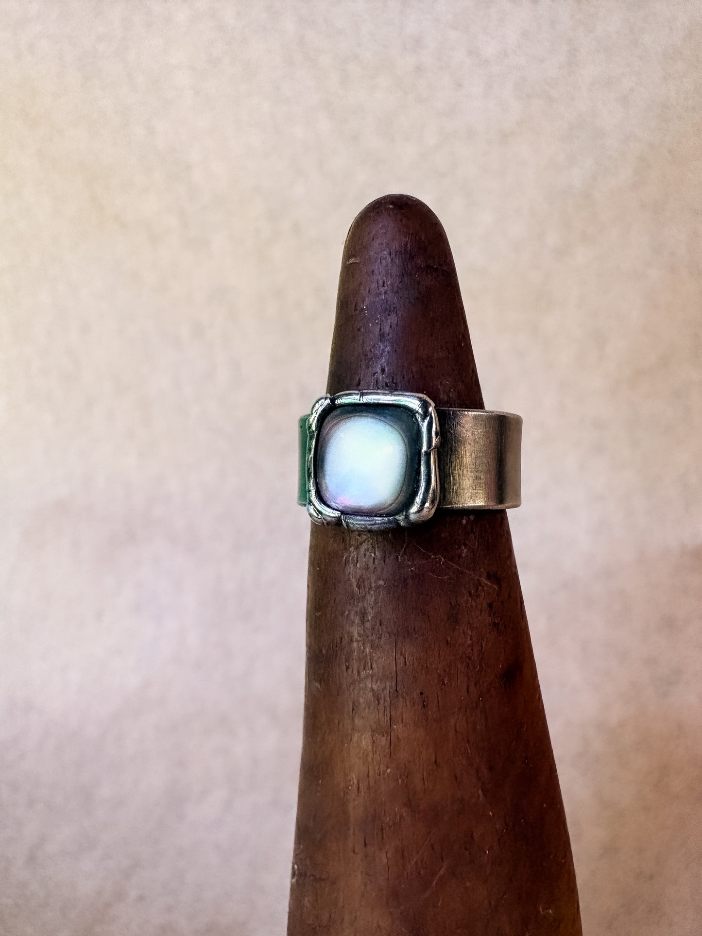 black glow wide band ring