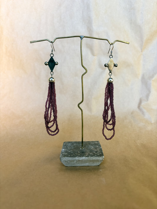 burgundy harlequin earrings
